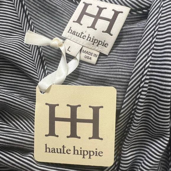 Haute Hippie striped high low racer back tank tunic top size L - Picture 9 of 11